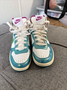 Vtg Nike Dunk High Teal Green Purple White. Size: 5.5 Youth Or 6.5-7 Womens